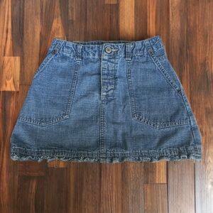 🦋GAP Kids Girls Denim Mini Skirt | Size 6 | Adjustable Waist Ruffle Hem Y2K